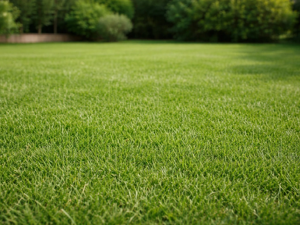 Een Nederlands gazon dat op ca. 4–5 cm is gemaaid, met dichtgroeiend gras en weinig open plek.
