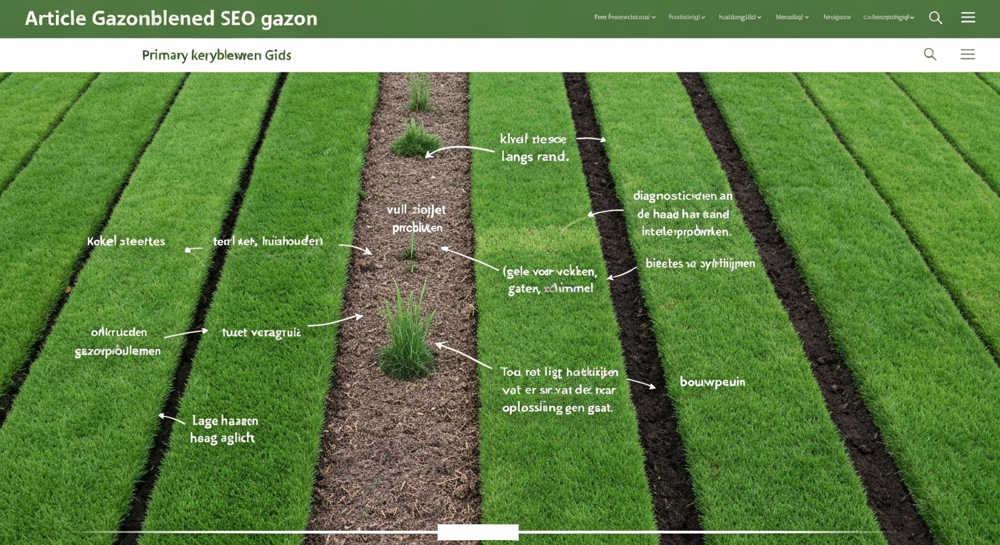 Gazon met verschillende soorten vuil langs de rand: gruis, lavagruis, bladeren en klein puin.
