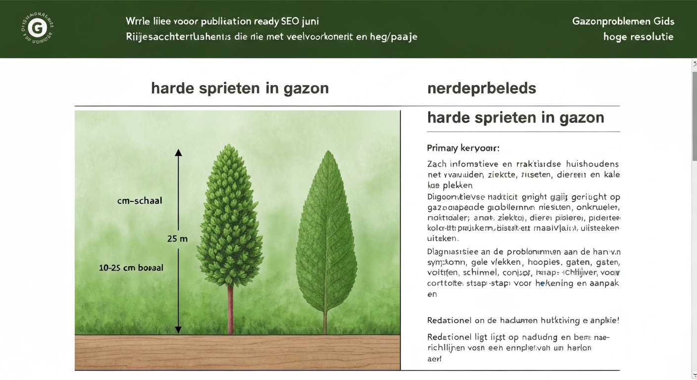 Nederlands gazon in mei met stijve zaadstengels (hanenpoten) en liniaal voor schaal